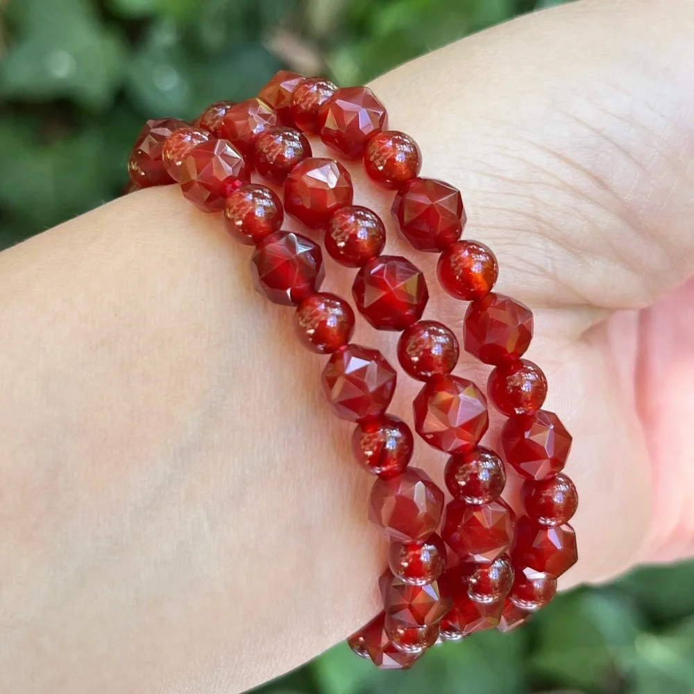 8mm stretchable faceted carnelian bracelet‎
